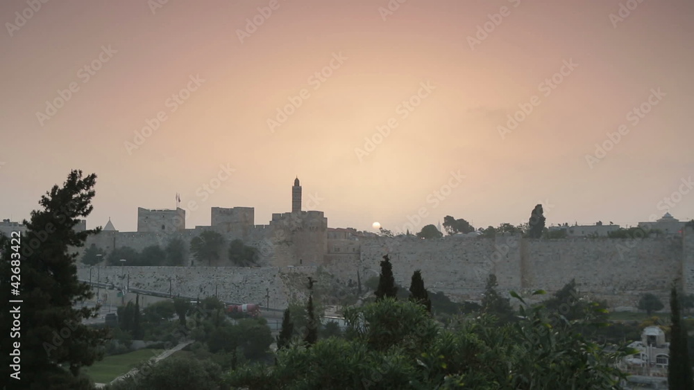 Jerusalem King David's Tower sunrise Jerusalem King David's Tower sunrise