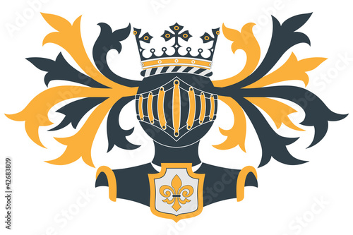 Knight helmet and shield