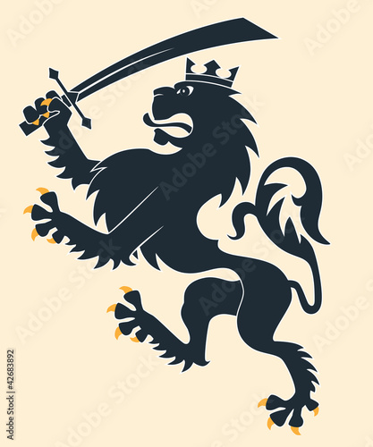 Fototapeta Naklejka Na Ścianę i Meble -  Heraldic lion with sword