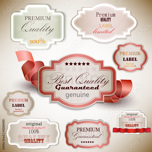 Set of Superior Quality and Satisfaction Guarantee Badges, Label