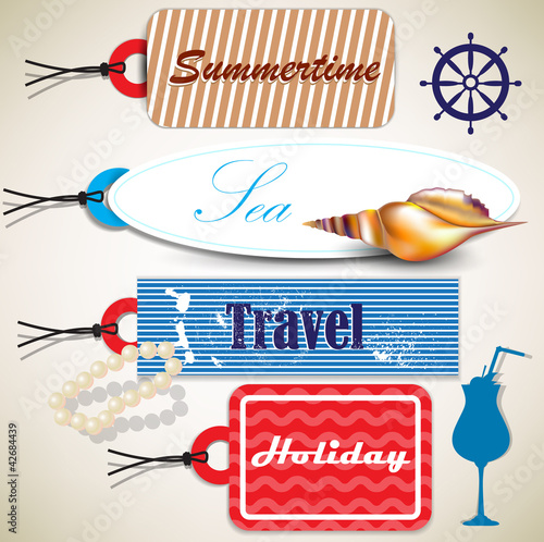 Set of  Badges, Labels, Tags with shells and place for text. Ret