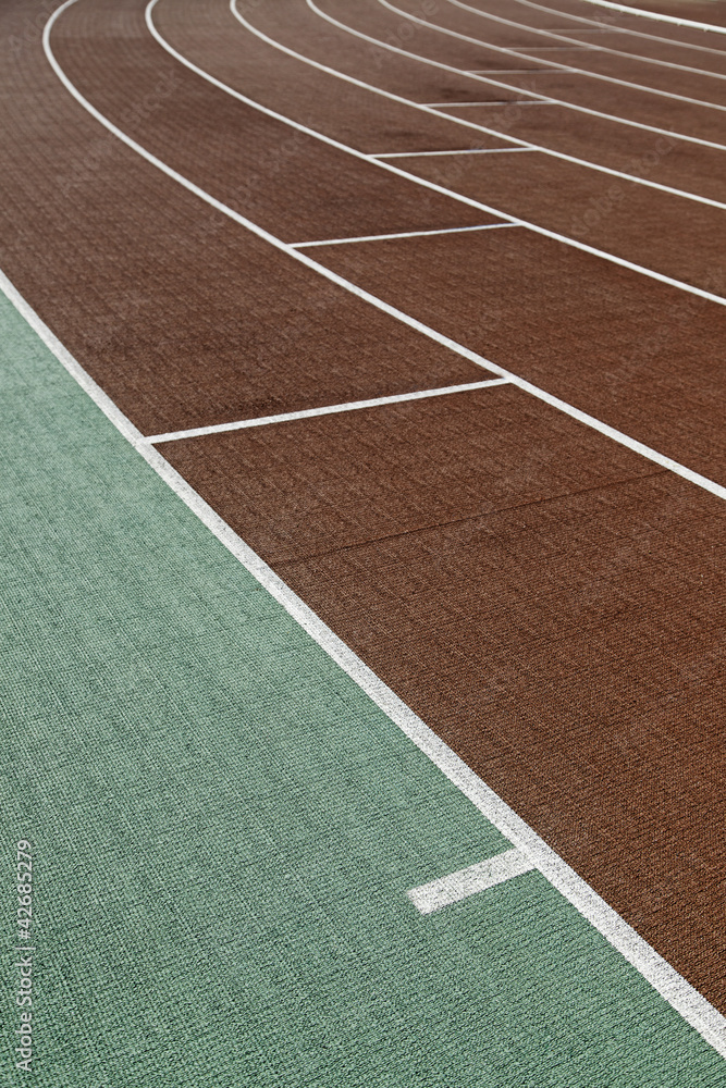 Running track, sports, detail of a curve