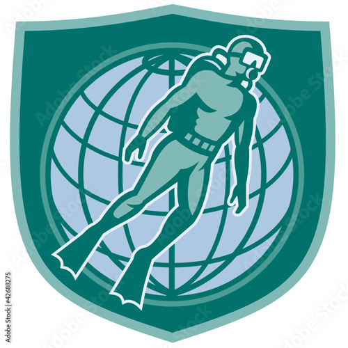 Scuba Diver Diving Dive World Shield