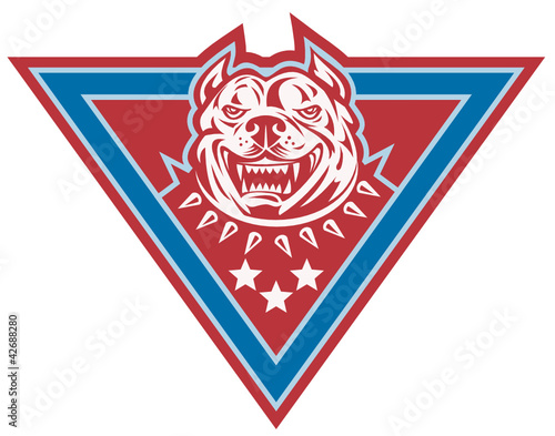 Pitbull Mongrel Dog Head Retro