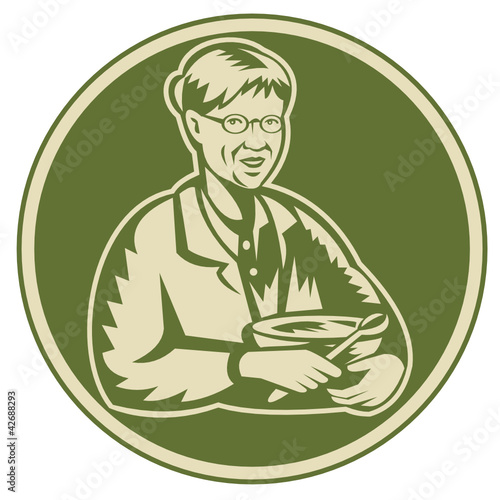 Granny Grandmother Cooking Mixing Bowl