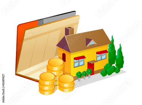 vector icon bankbook and house