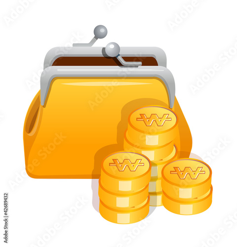 vector icon purse and cash