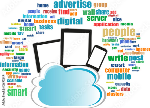 Cloud computing on digital tablet pc and modern smart phone
