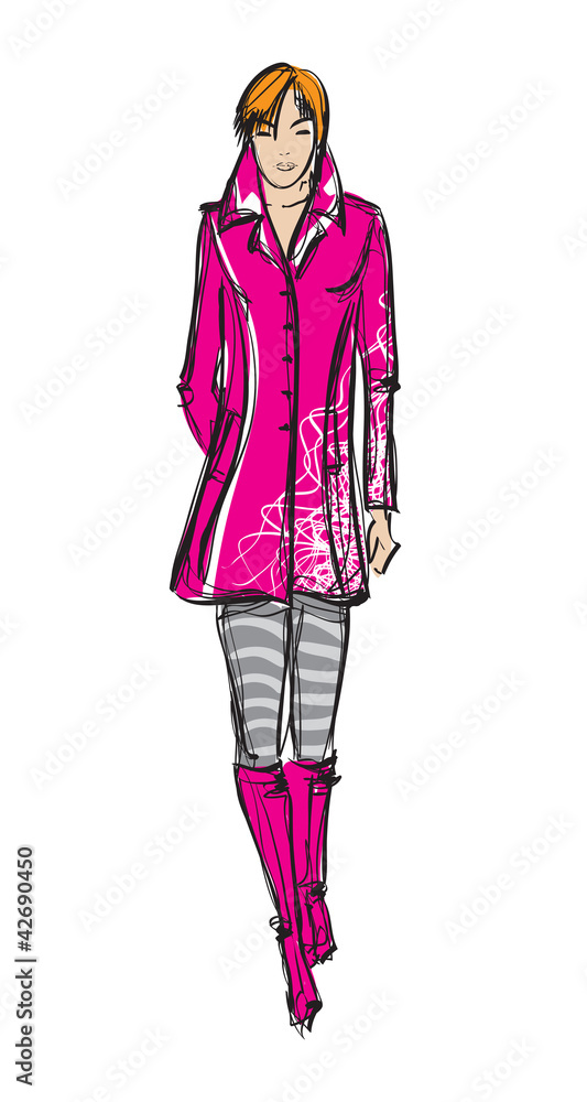 SKETCH. fashion girl. Hand-drawn fashion model SKETCH. fashion girl. Hand-drawn fashion model