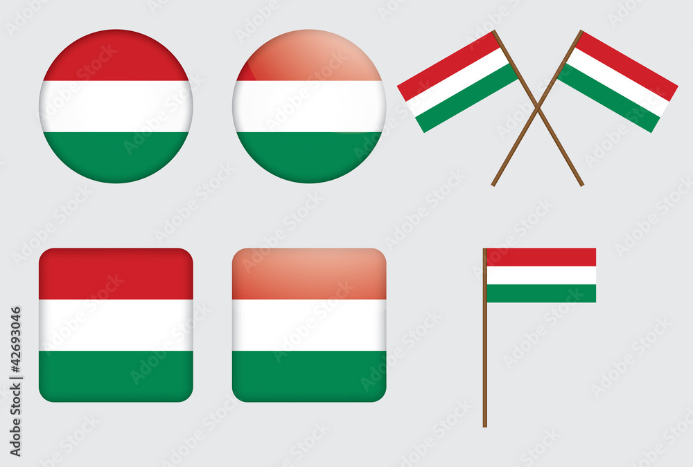 set of badges with flag of Hungary vector illustration set of badges with flag of Hungary vector illustration