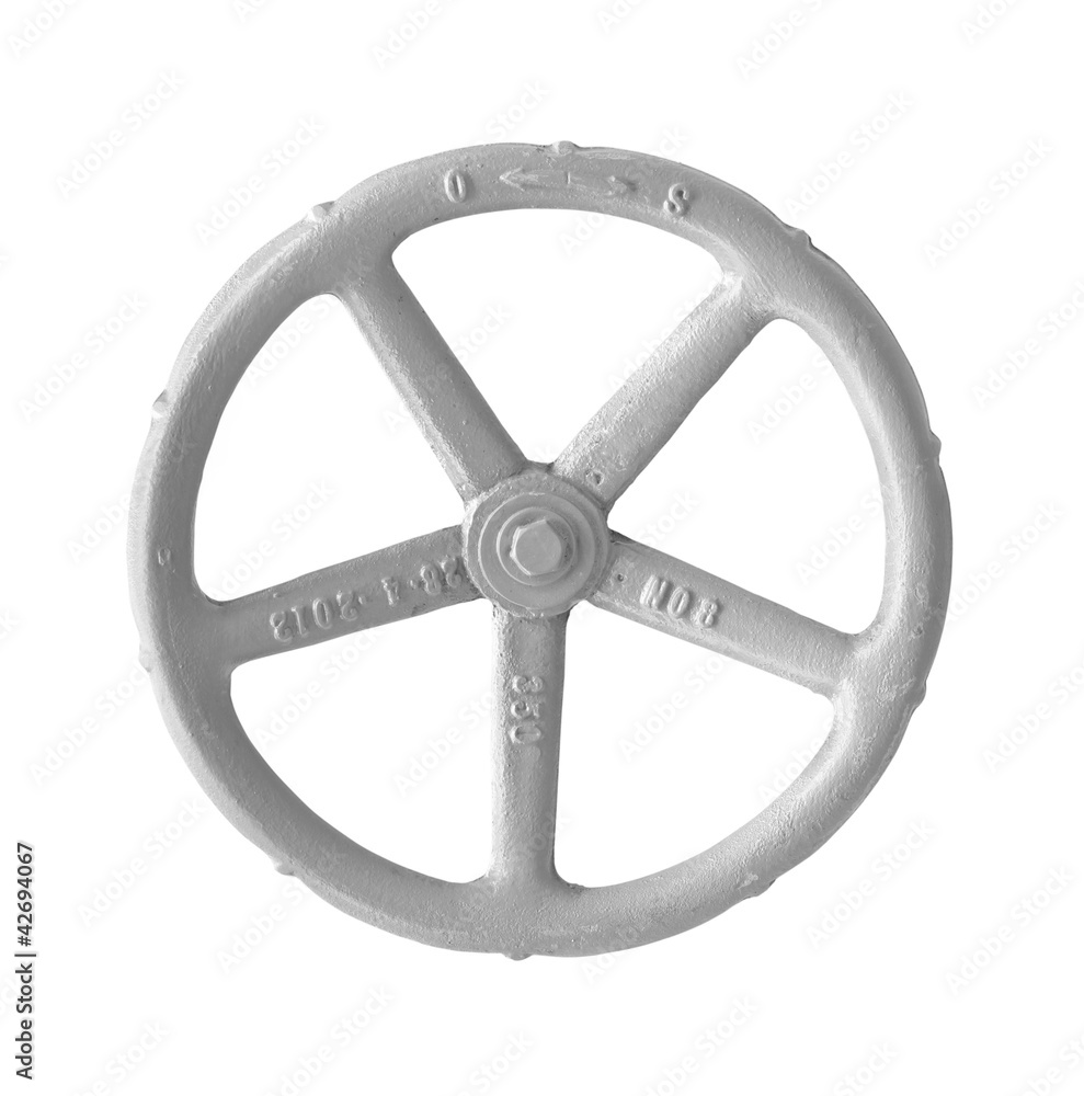 Obraz premium Valve control wheel isolated on white background