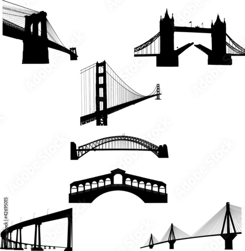 The most famous bridges of the world silhouette