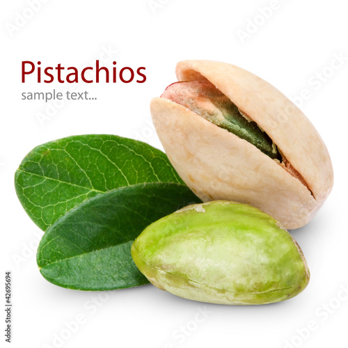 Pistachio nuts isolated on white background + Clipping Path