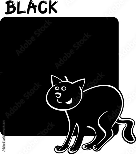 Color Black and Cat Cartoon