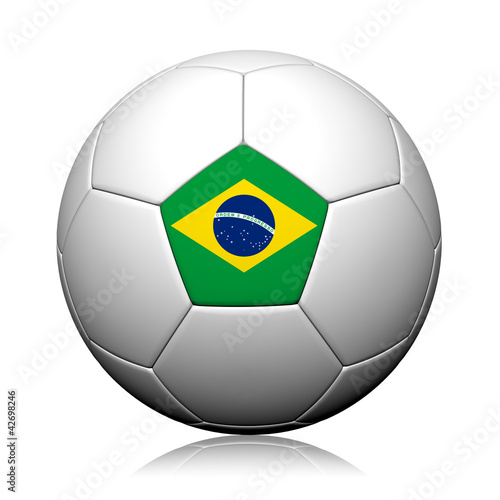Brazil Flag Pattern 3d rendering of a soccer ball