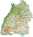 Landkarte von Baden-Württemberg mit Schummerung