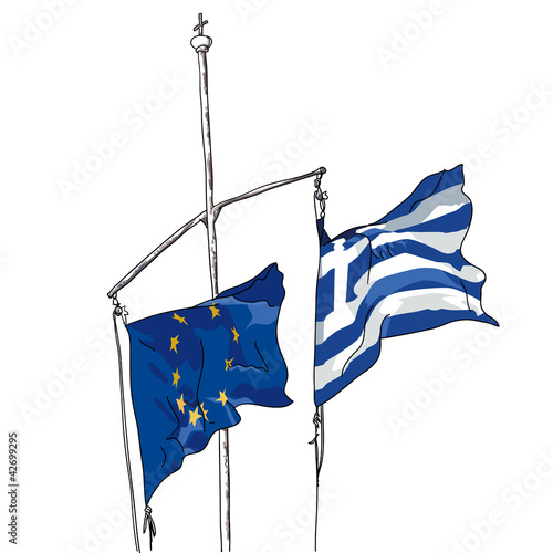 Flagge EU und Griechenland