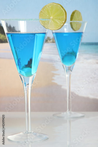 two cocktails on the beach