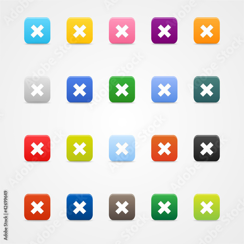 Smooth satined web 2.0 button with cross sign.
