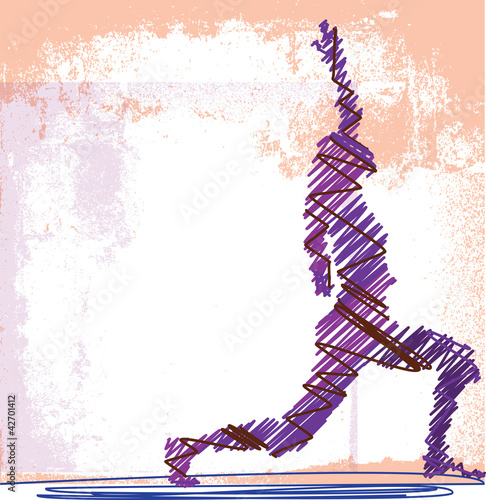 Abstract Sketch of Woman meditating and doing yoga. Vector illus