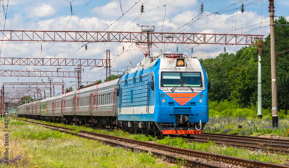 Naklejka premium Russian passenger train in Ukraine