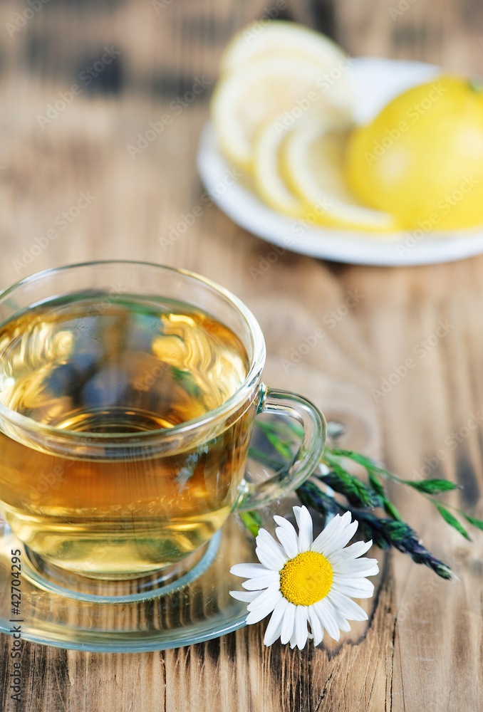 Herbal tea with camomile and lemons Herbal tea with camomile and lemons