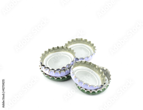 bottle caps on white background