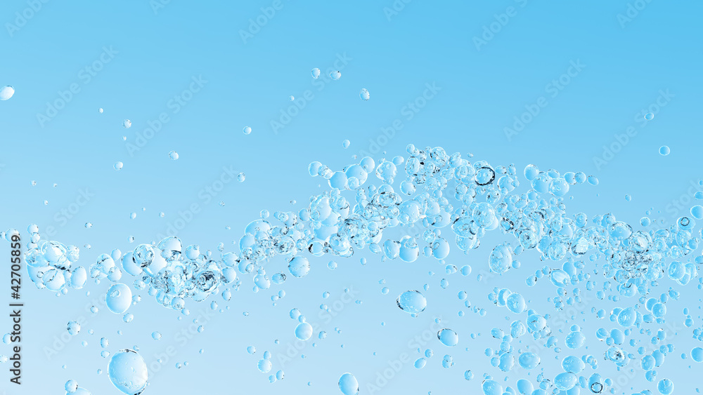 Wasserblasen Wellenform 3D - obrazy, fototapety, plakaty 