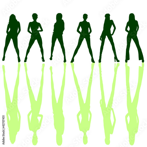 six girl posing silhouette