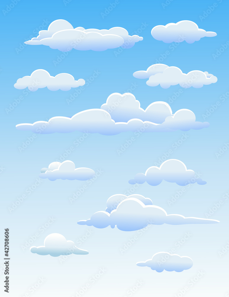 four cute vector clouds