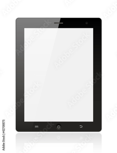 Black digital tablet pc on white background