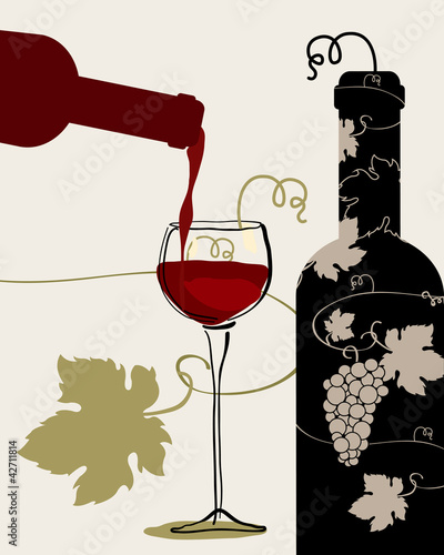 Bottle wine glass grapes