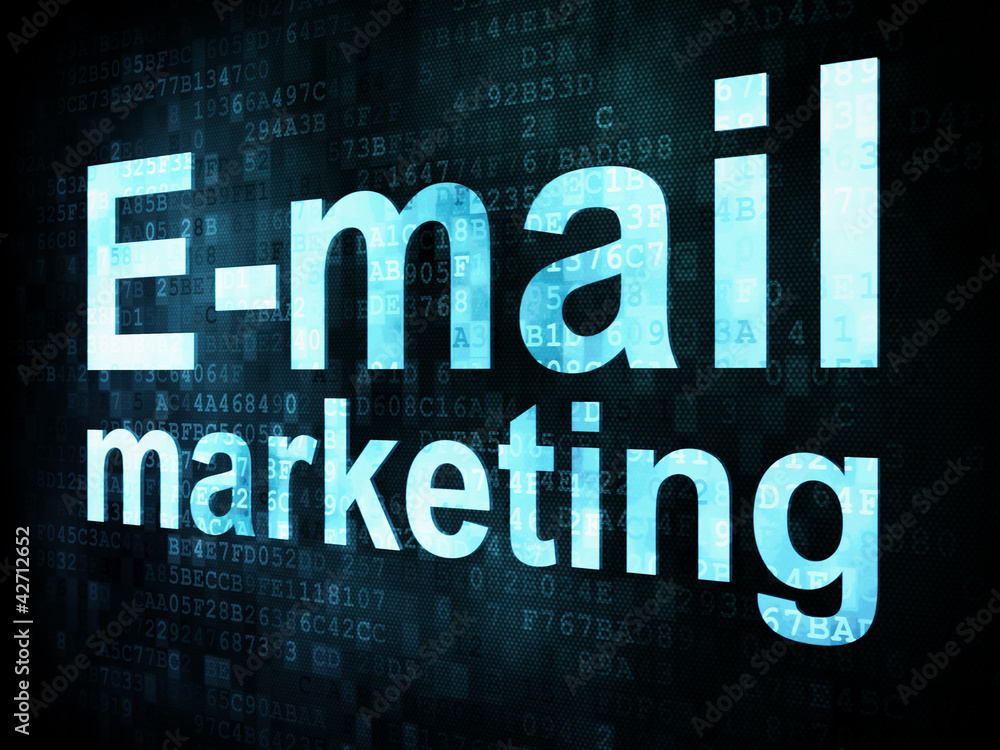 Marketing concept: pixelated words Email marketing on digital sc