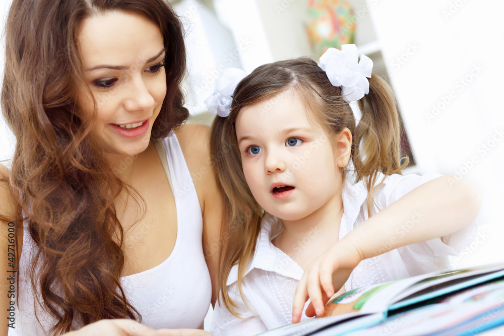 Mother and daughter studying Mother and daughter studying
