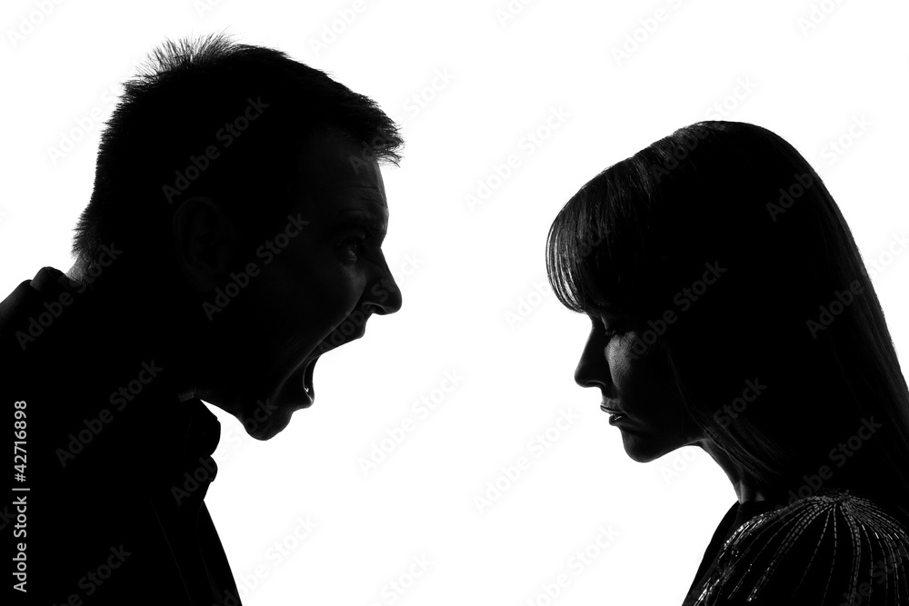 one couple man and woman screaming shouting argument one couple man and woman screaming shouting argument