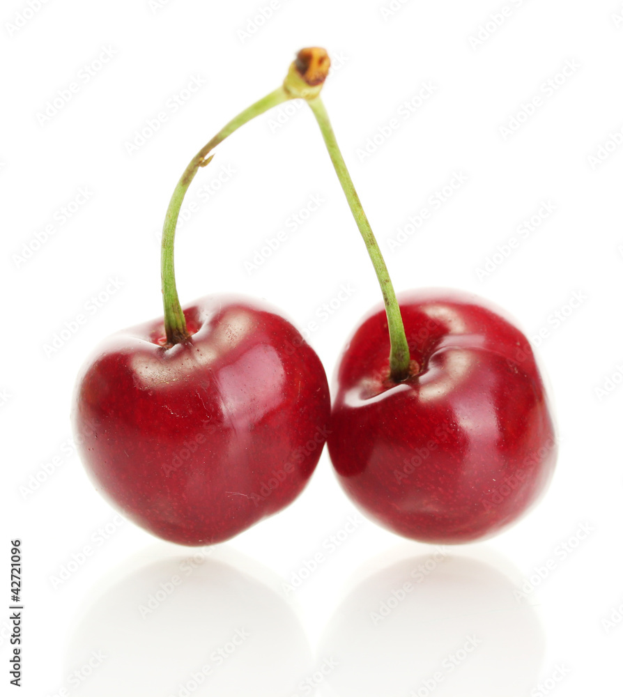 Ripe cherry berries isolated on white Ripe cherry berries isolated on white