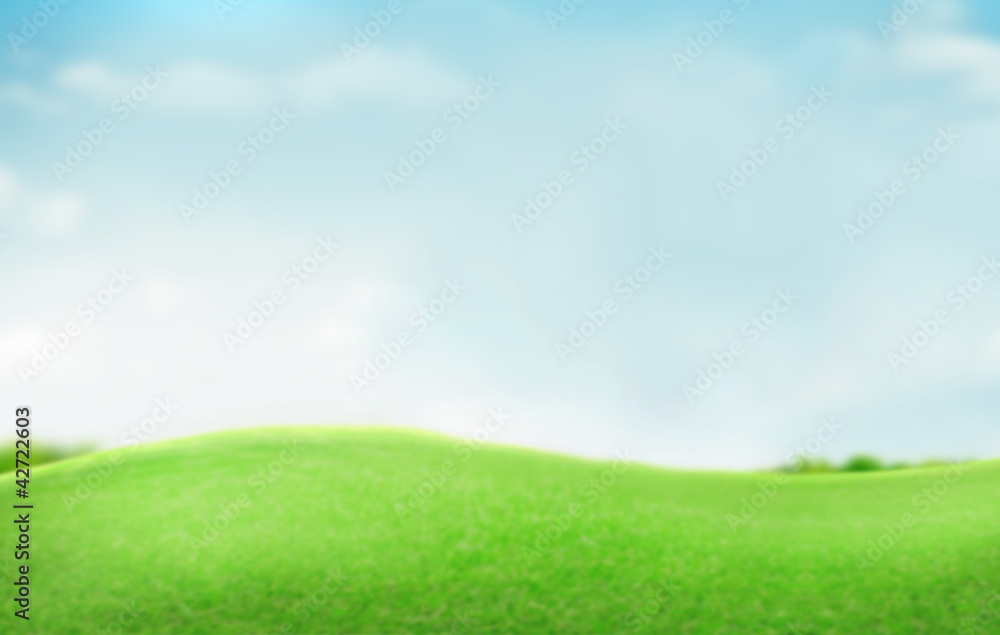 Bright landscape with field, hills and trees Bright landscape with field, hills and trees