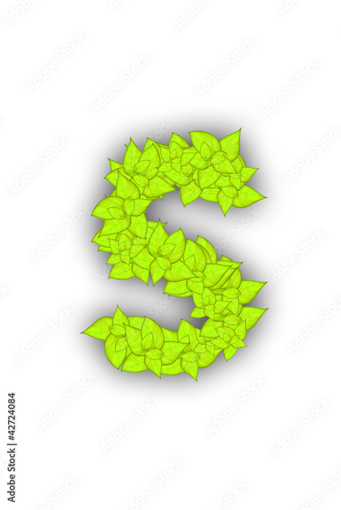 alphabet letters made from fresh green leafs alphabet letters made from fresh green leafs