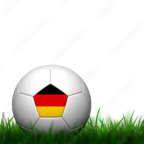 3D Football Germany Flag Patter in green grass on white backgrou