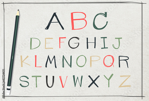 Vector alphabet handwriting on old paper texture