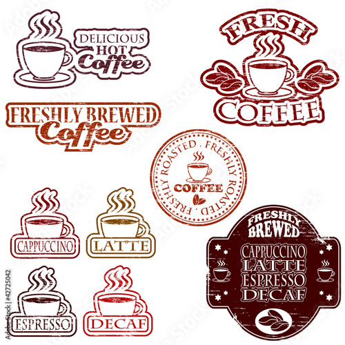 Coffee rubber stamps