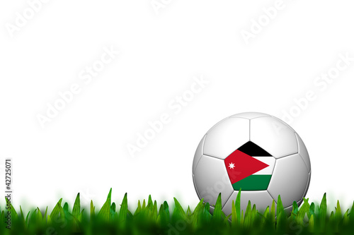3D Soccer balll Jordan Flag Patter on green grass over white bac