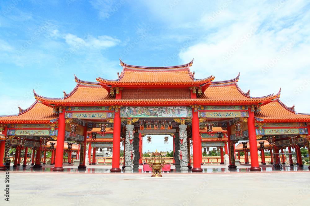 Naklejka premium The big entry of China temple in Bangkok of Thailand
