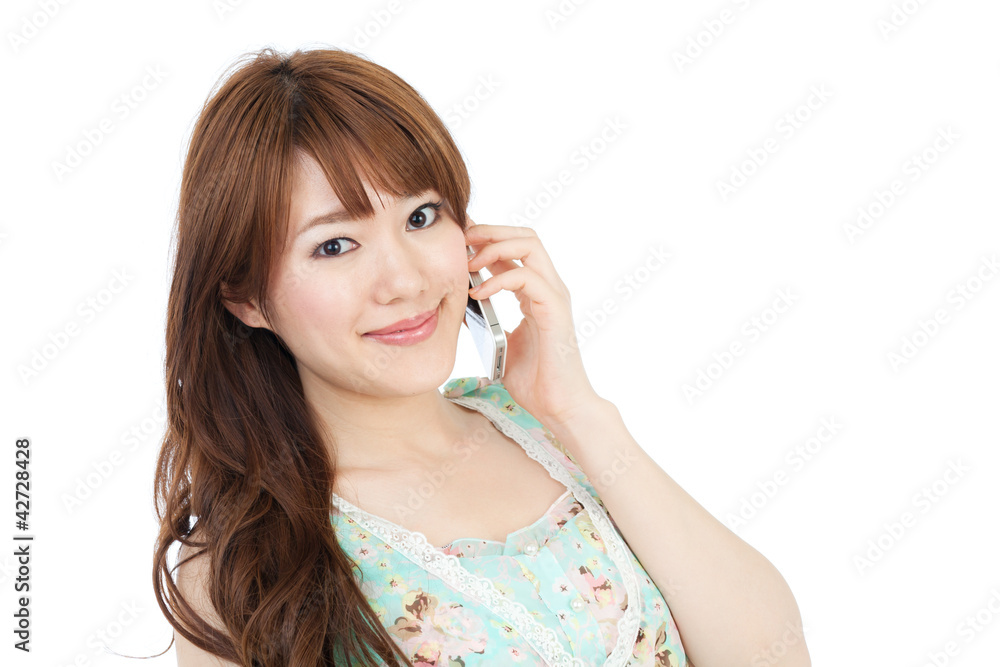 Beautiful young woman using a mobile phone. Portrait of asian. Beautiful young woman using a mobile phone. Portrait of asian.