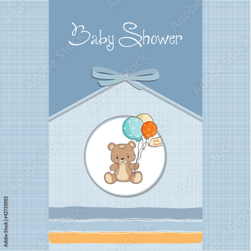 baby shower card with cute teddy bear
