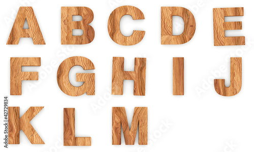 3d Font Wood A - M