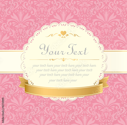 invitation vintage label vector frame pink
