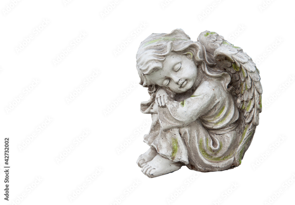 Sculpture of mourning angel isolated on white Sculpture of mourning angel isolated on white