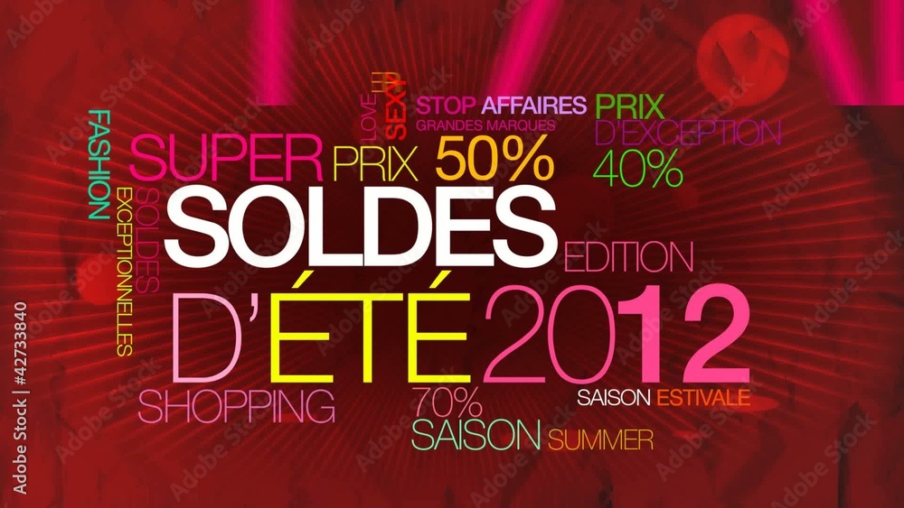 Soldes d'été 2012 nuage de mots tags animation vidéo