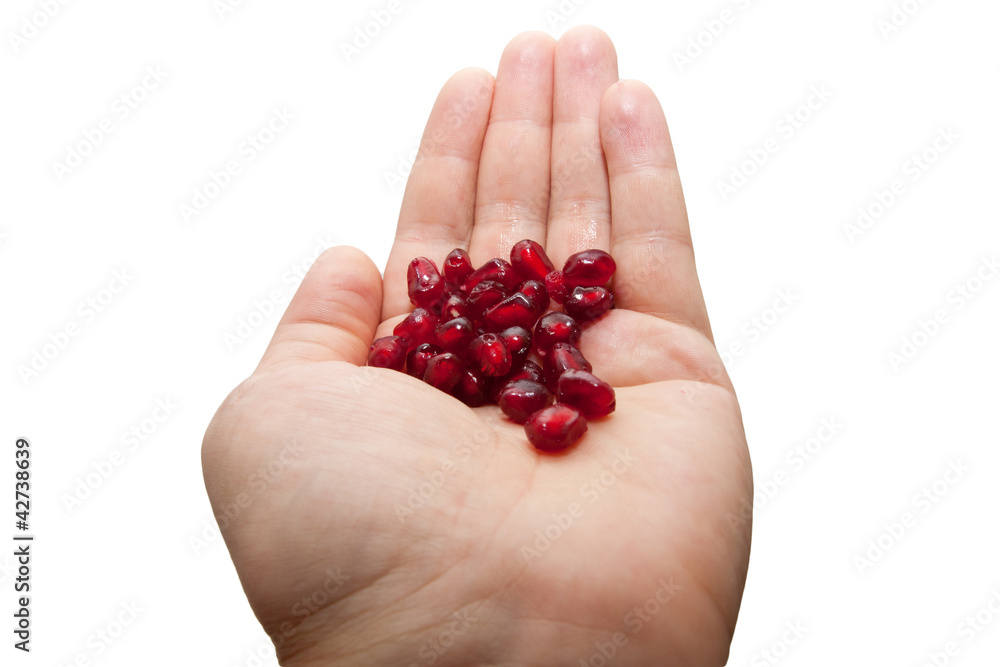 red pomegranate in his hand red pomegranate in his hand